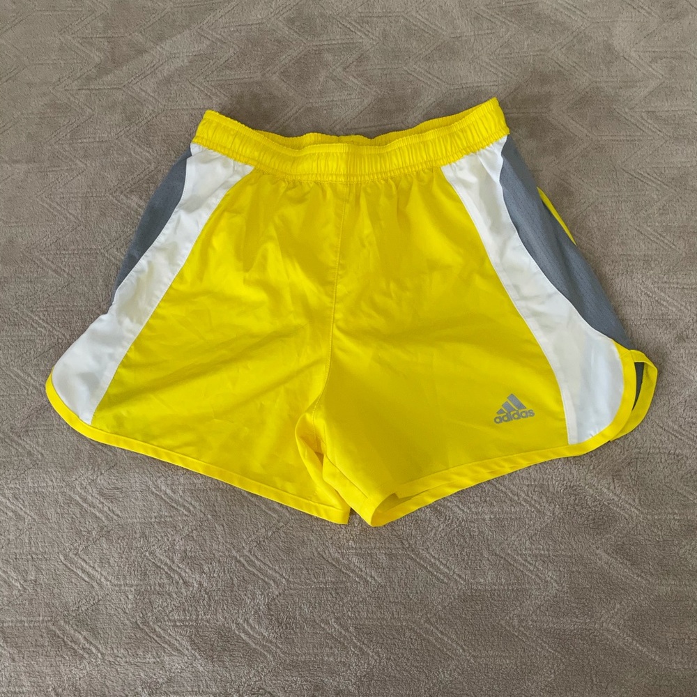 Adidas yellow and gray shorts